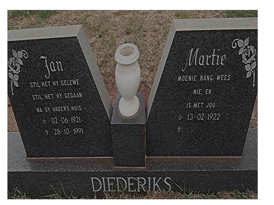DIEDERIKS Jan 1921-1991 &amp; Martie 1922-