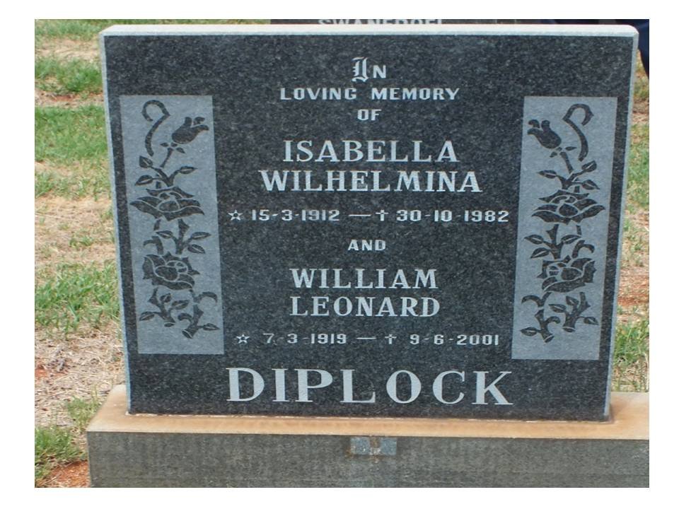 DIPLOCK William Leonard 1919-2001 &amp; Isabella Wilhelmina 1912-1982