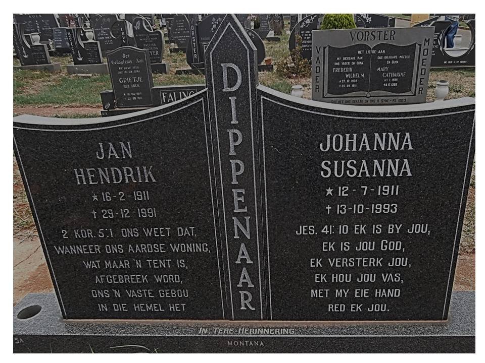 DIPPENAAR Jan Hendrik 1911-1991 &amp; Johanna Susanna 1911-1993