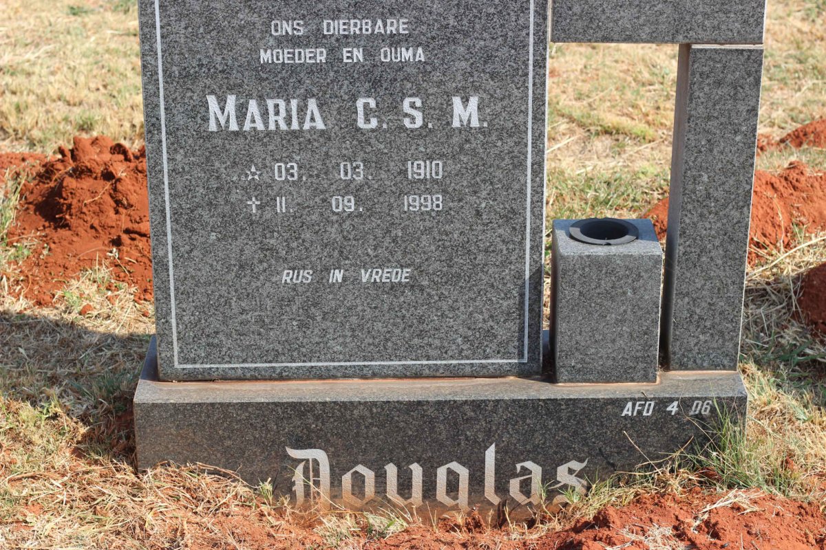 DOUGLAS Maria C.S.M. 1910-1998