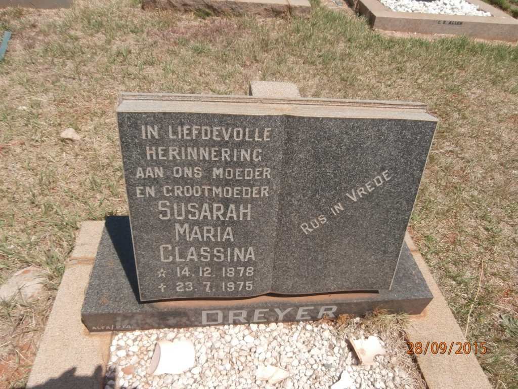 DREYER Susarah Maria Classina 1878-1975