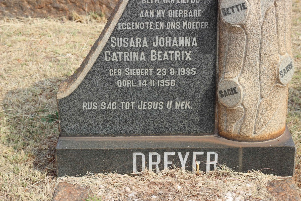 DREYER Susara Johanna Catrina Beatrix nee SIEBERT 1935-1958