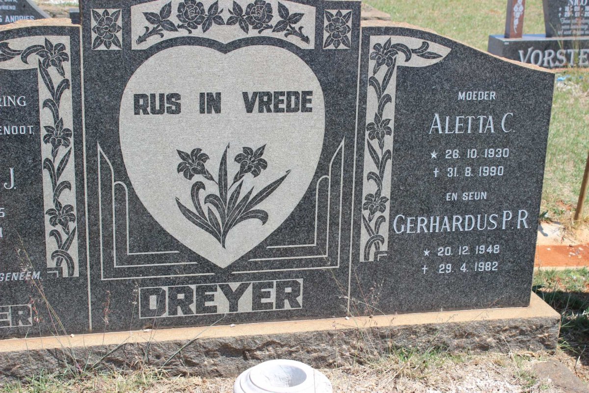 DREYER Hendrik A.J. 1925-1971 &amp; Aletta C. 1930-1990 :: DREYER Gerhardus P.R. 1948-1982