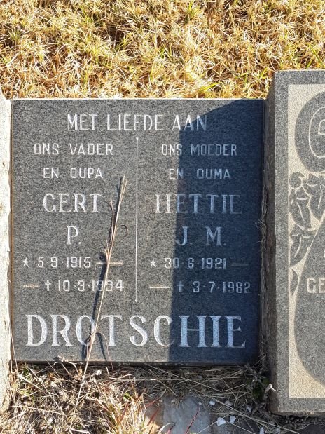 DROTSCHIE Gert P. 1915-1994 &amp; Hettie J.M. 1921-1982