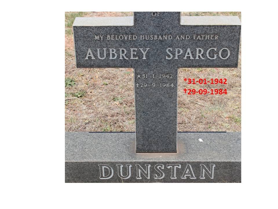DUNSTAN Aubrey Spargo 1942-1984