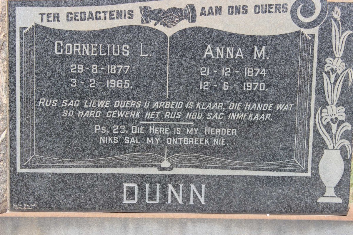DUNN Cornelius L. 1877-1965 &amp; Anna M. 1874-1970