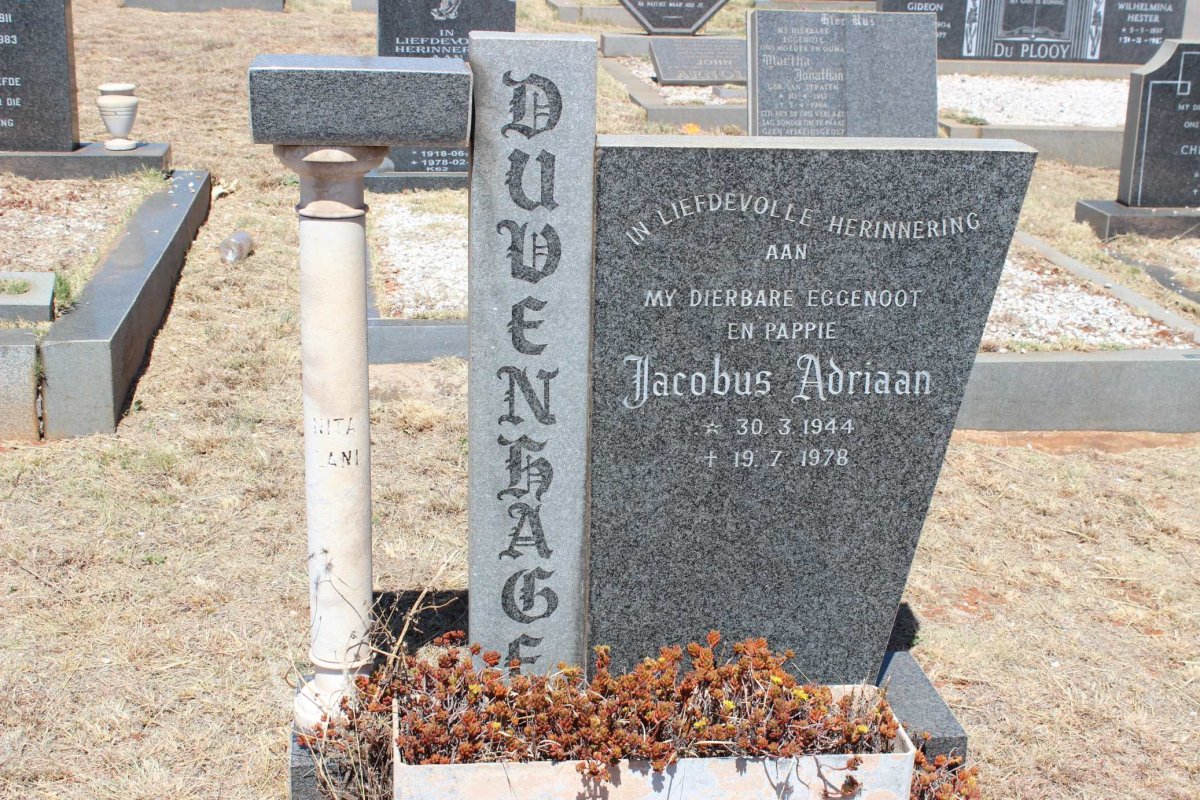 DUVENHAGE Jacobus Adriaan 1944-1978