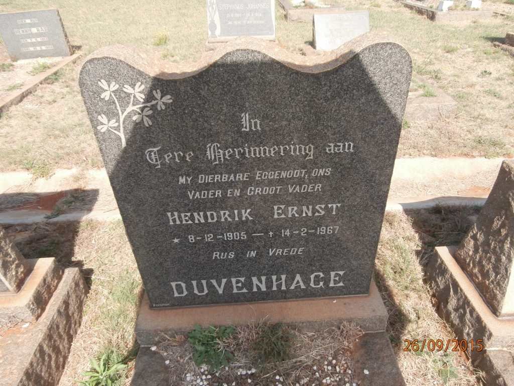 DUVENHAGE Hendrik Ernst 1905-1967