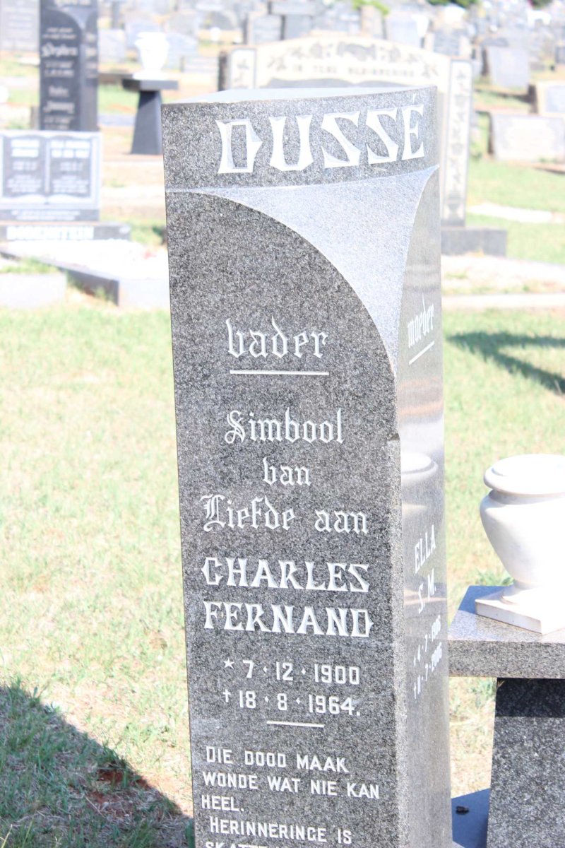 DUSSE Charles Fernand 1900-1964 &amp; Ella S.M. 1906-2006