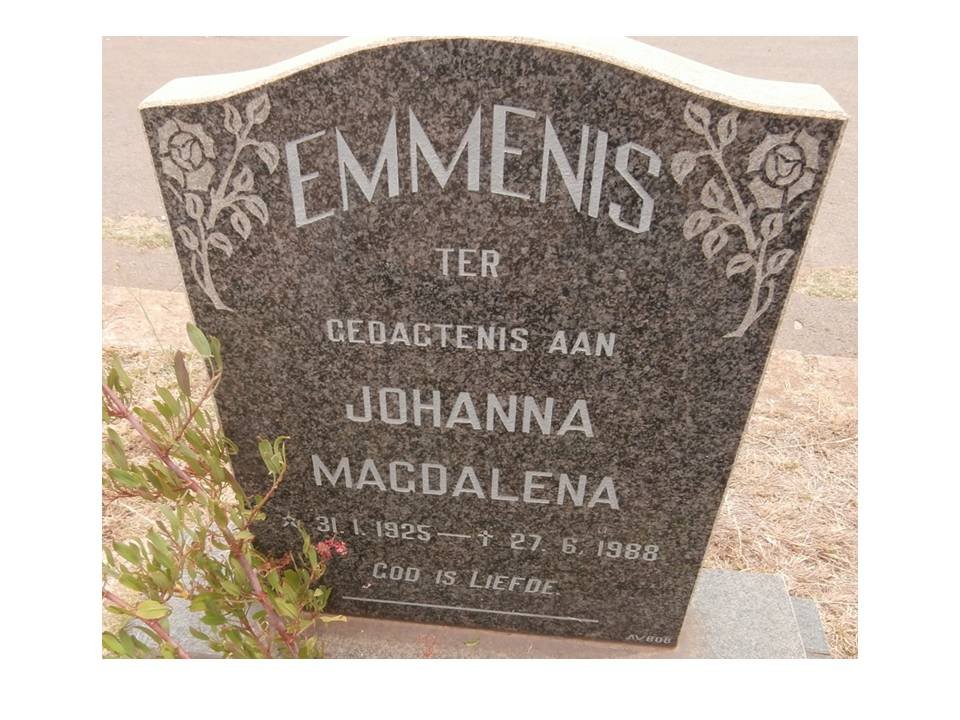 EMMENIS Johanna Magdalena 1925-1988