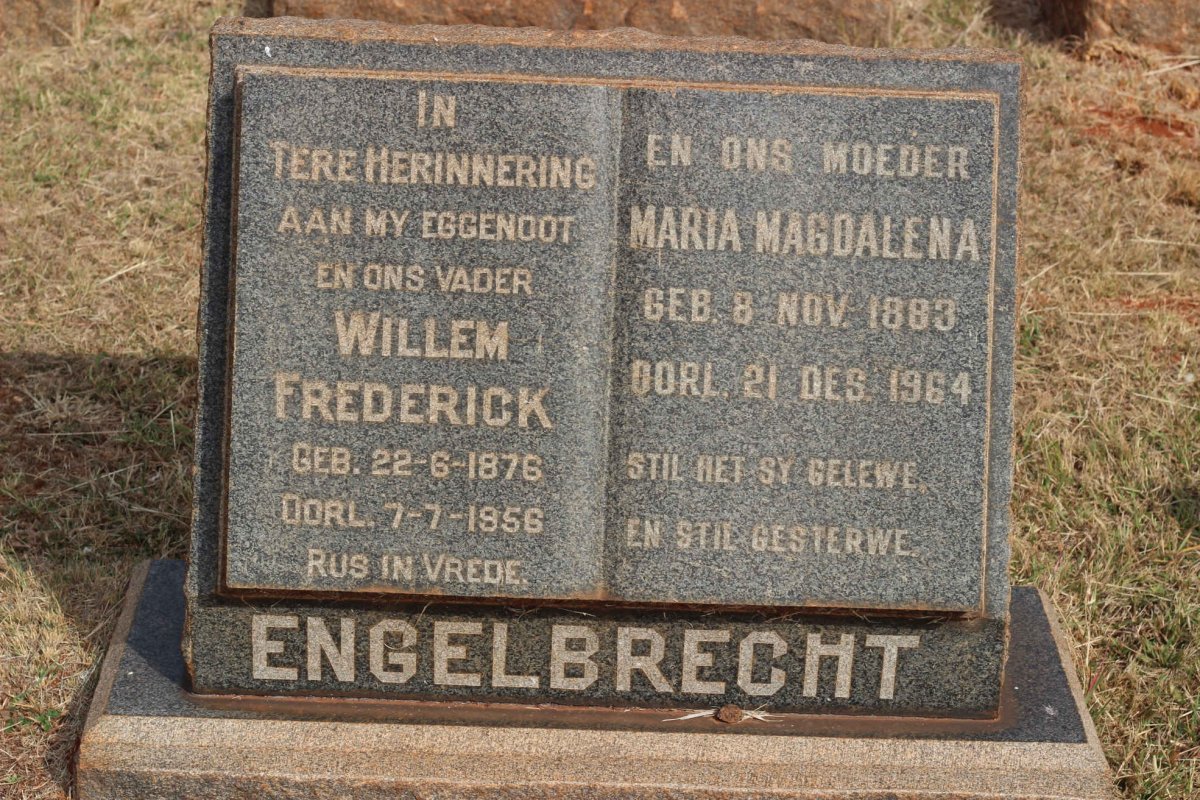 ENGELBRECHT Willem Frederick 1876-1956 &amp; Maria Magdalena 1883-1964