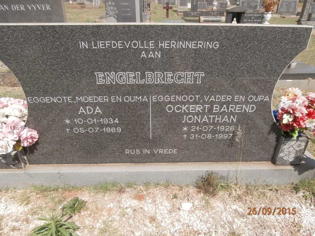 ENGELBRECHT Ockert Barend Jonathan 1926-1997 &amp; Ada 1934-1969