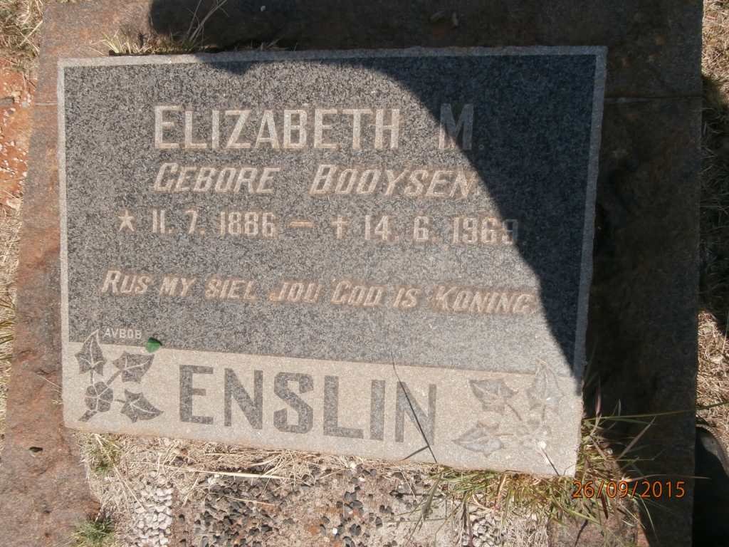 ENSLIN Elizabeth M. nee BOOYSEN 1886-1969