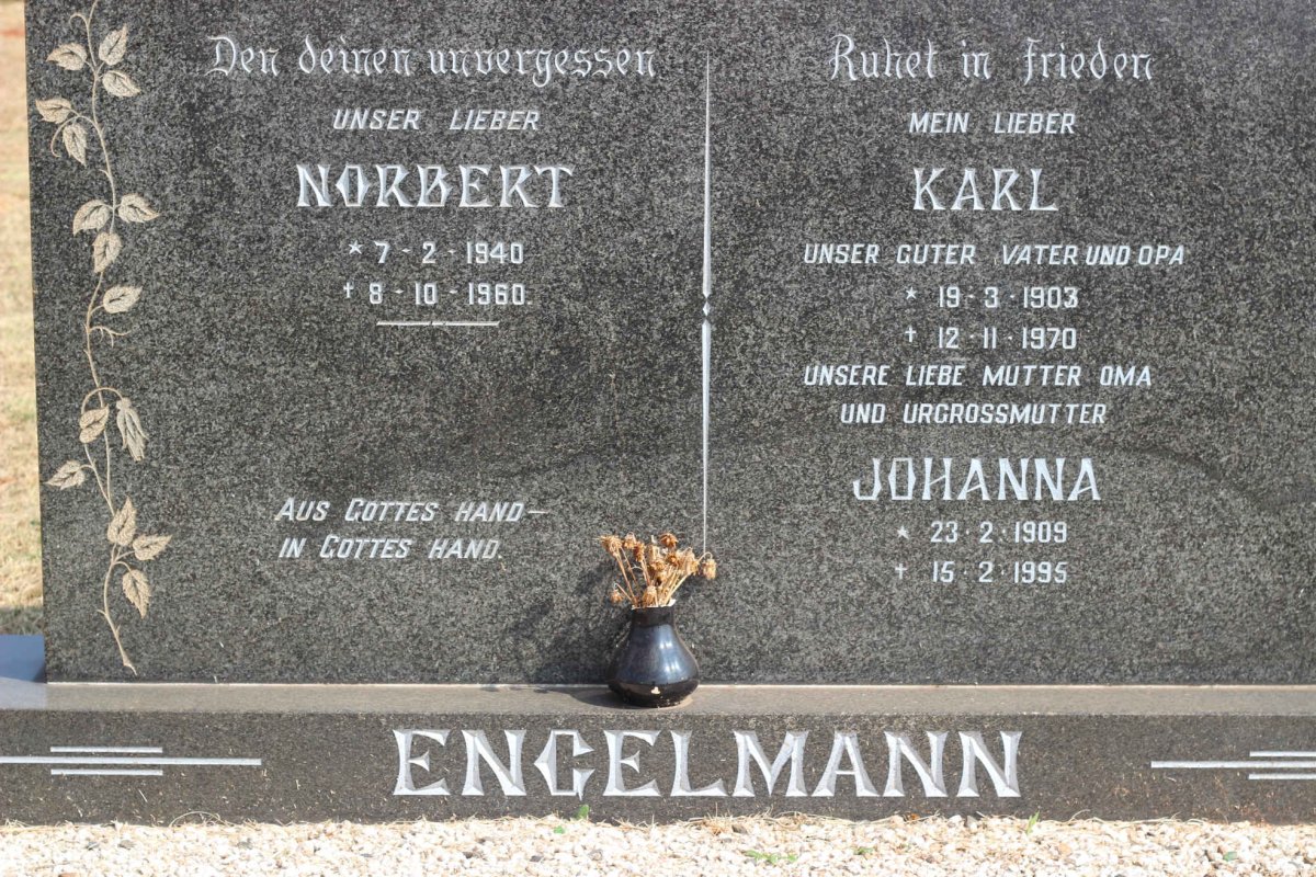 ENGELMANN Karl 1903-1970 &amp; Johanna 1909-1995 :: ENGELMANN  Norbert 1940-1960