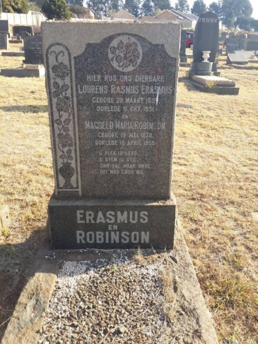 ERASMUS Lourens Rasmus 1895-1951 :: ROBINSON Magdeld Maria 1874-1955