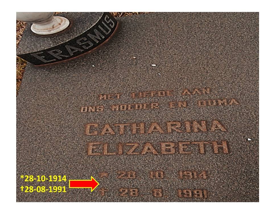 ERASMUS Catharina Elizabeth 1914-1991