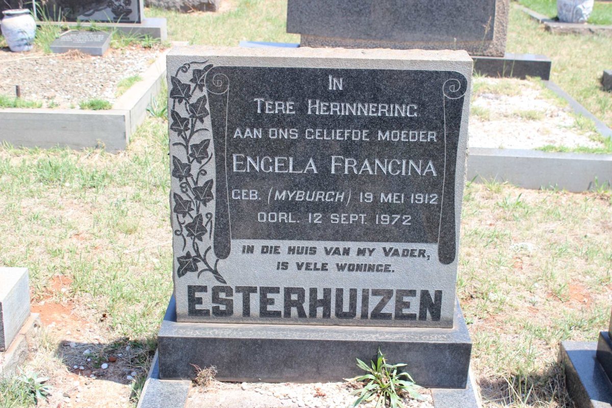 ESTERHUIZEN Engela Francina nee MYBURGH 1912-1972