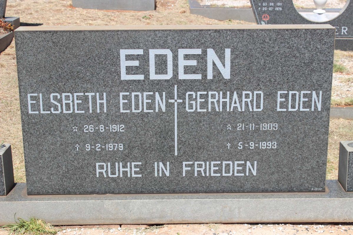 EDEN Gerhard 1909-1993 &amp; Elsbeth 1912-1979
