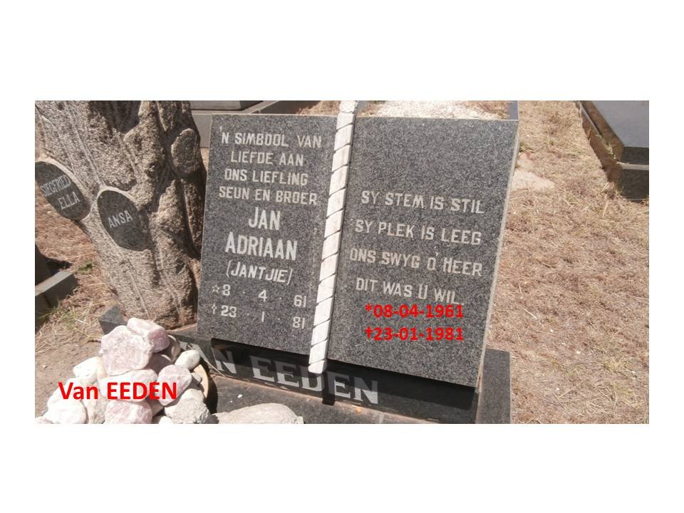 EEDEN Jan Adriaan, van 1961-1981