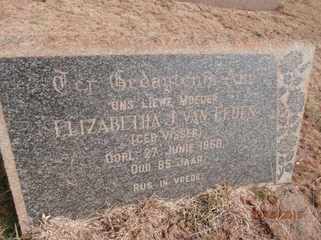 EEDEN Elizabetha J., van nee VISSER -1960
