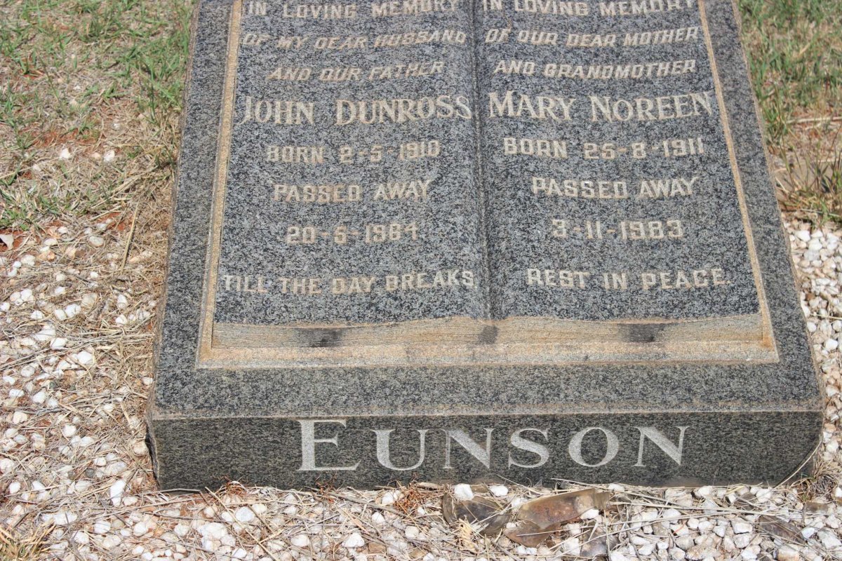 EUSON John Dunross 1910-1964 &amp; Mary Noreen 1911-1983