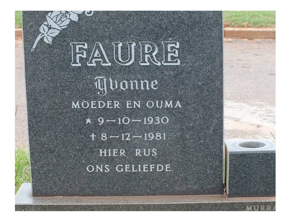 FAURE Yvonne 1930-1981