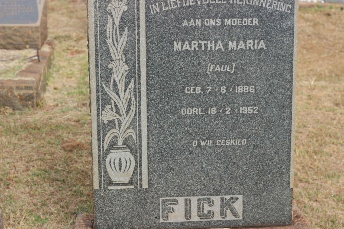FICK Martha Maria nee FAUL 1886-1952
