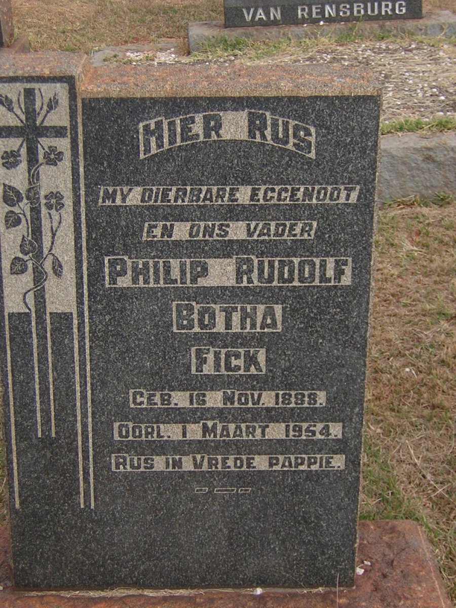 FICK Philip Rudolf Botha 1888-1954