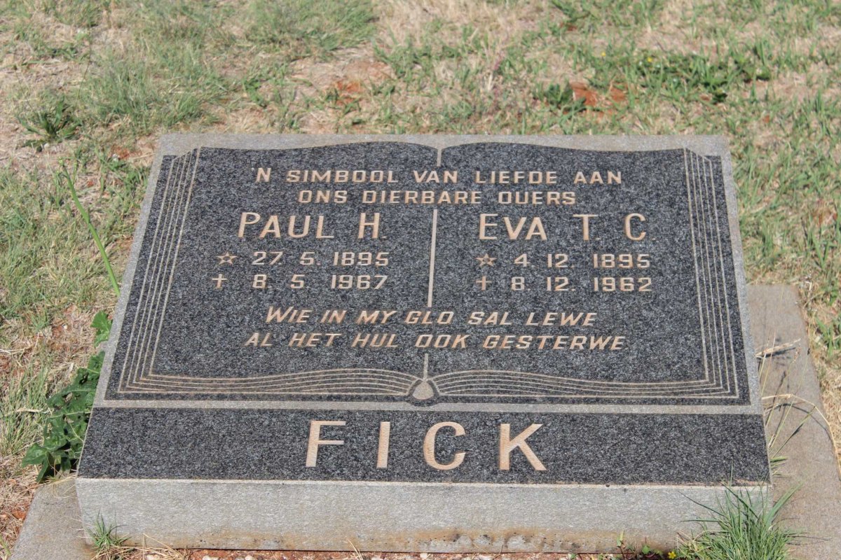FICK Paul H. 1895-1967 &amp; Eva T.C. 1895-1962