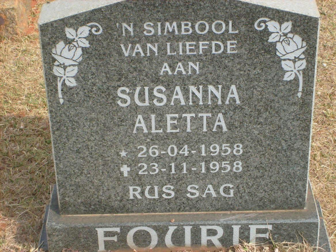 FOURIE Susanna Aletta 1958-1958