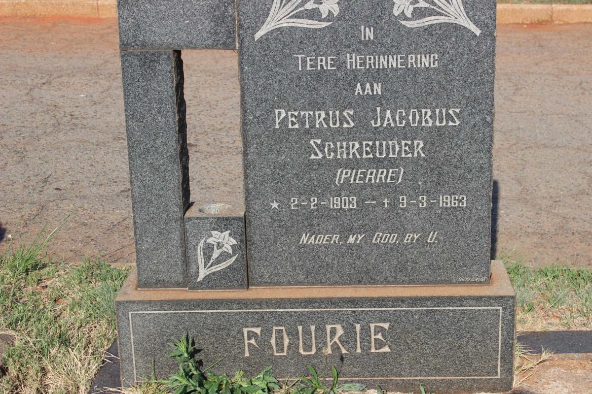 FOURIE Petrus Jacobus Schreuder 1903-1963