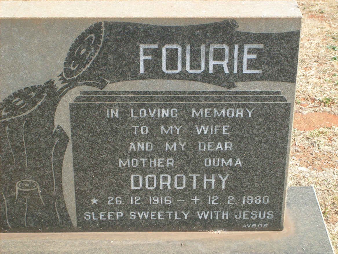 FOURIE Dorothy 1916-1980