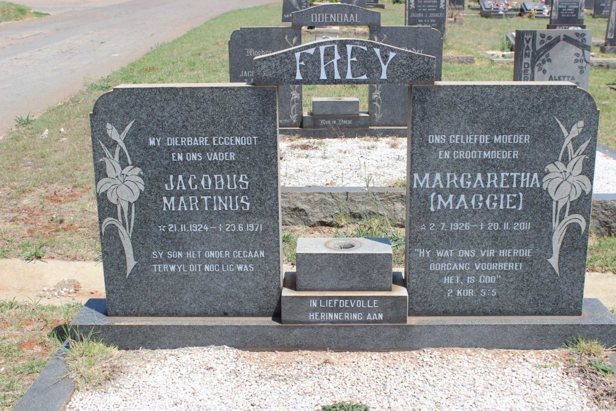 FREY Jacobus Martinus 1924-1971 &amp; Margaretha 1926-2011