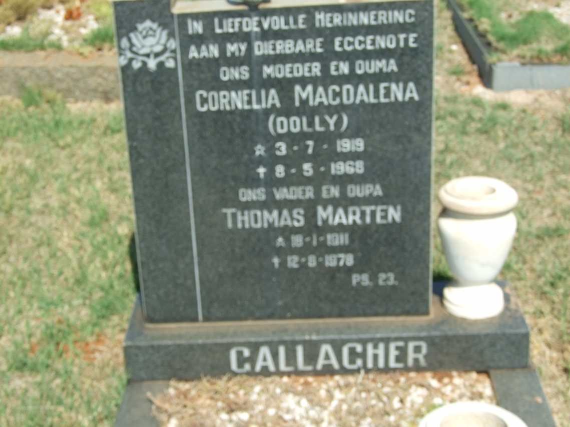 GALLAGHER Thomas Marten 1911-1978 &amp; Cornelia Magdalena 1919-1968