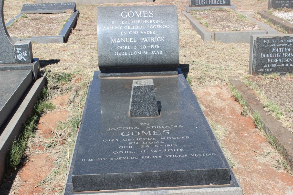 GOMES Manuel Patrick -1976 &amp; Jacoba Adriana 1918-2006