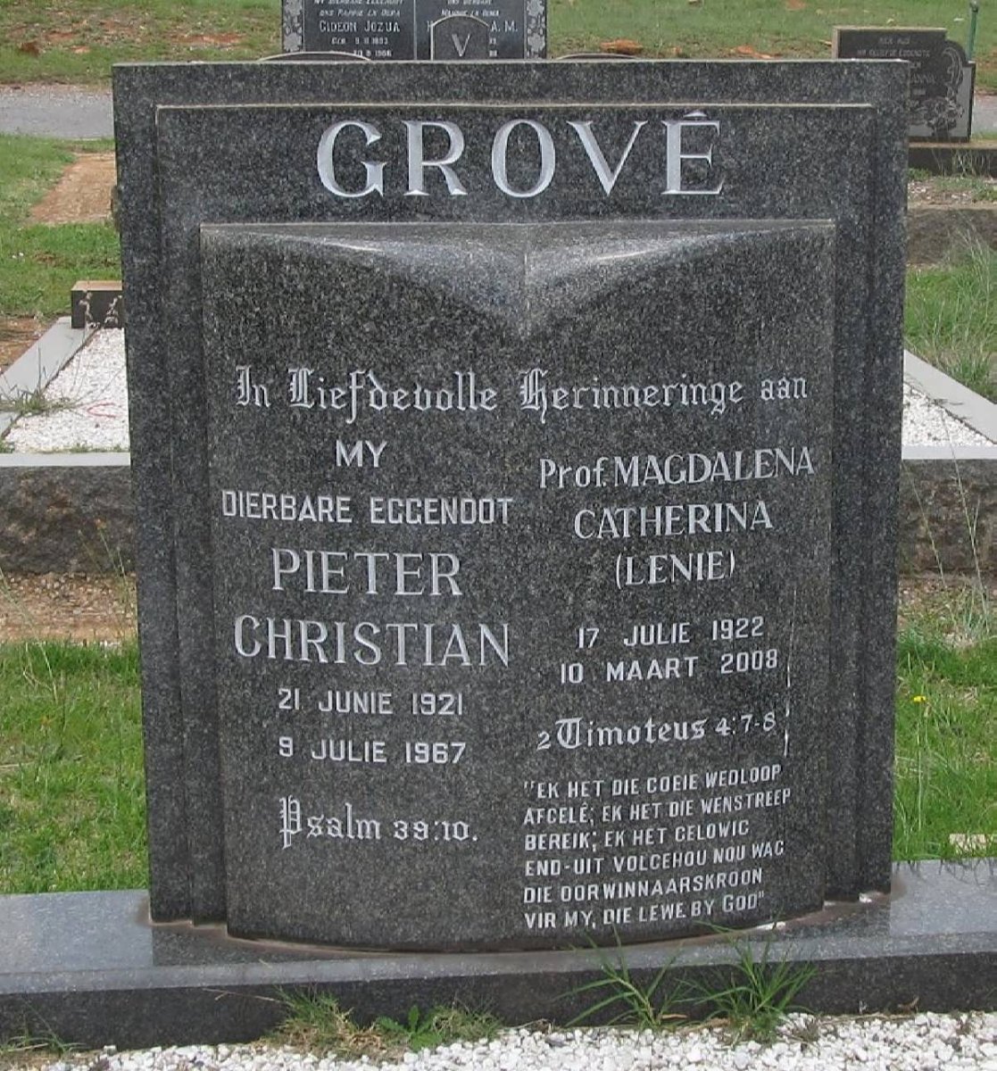 GROVÉ Pieter Christian 1921-1967 &amp; Magdalena Catherina 1922-2008