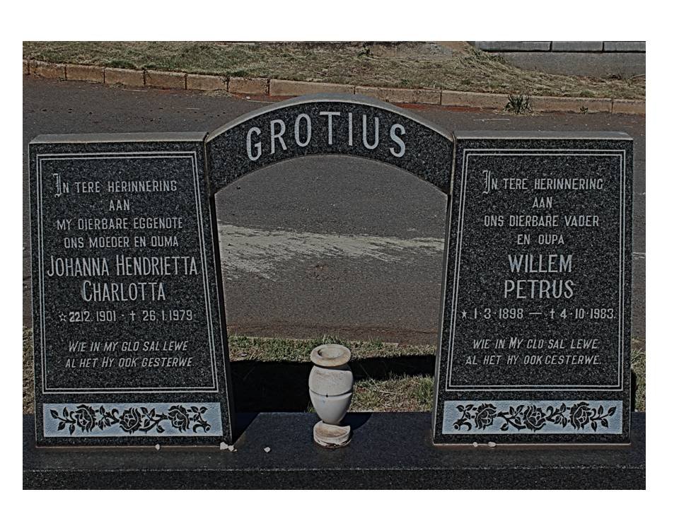 GROTIUS Willem Petrus 1898-1983 &amp; Johanna Hendrietta Charlotta 1901-1979