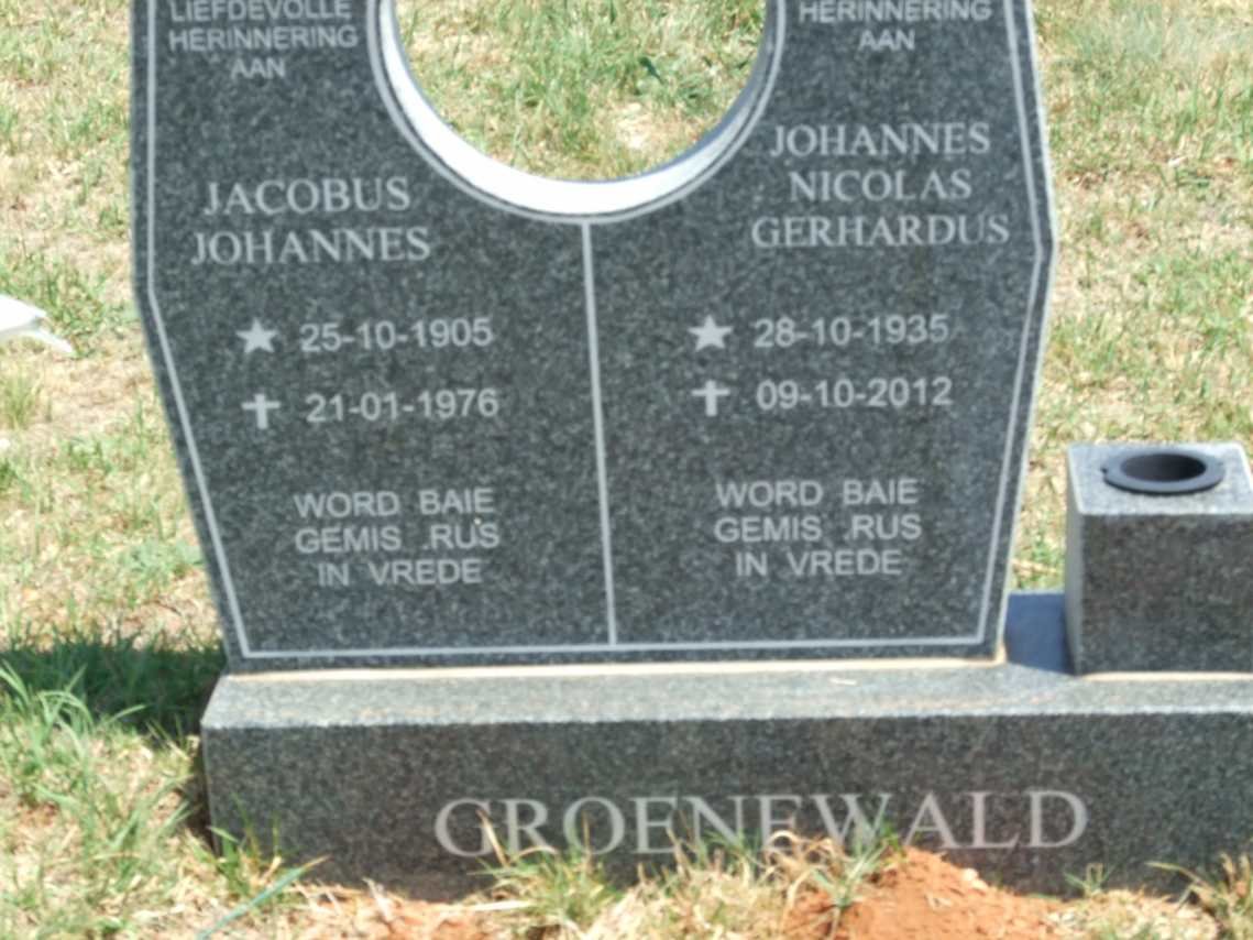 GROENEWALD Jacobus Johannes 1905-1976 :: GROENEWALD Johannes Nicolas Gerhardus 1935-2012