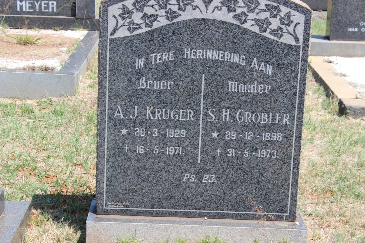 GROBLER S.H. 1898-1973 :: KRUGER A.J. 1929-1971
