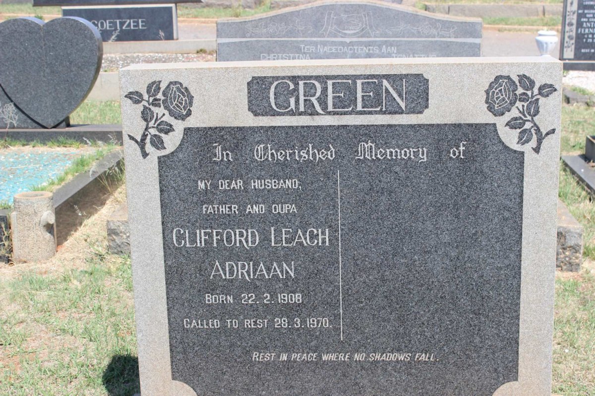 GREEN Clifford Leach Adriaan 1908-1970