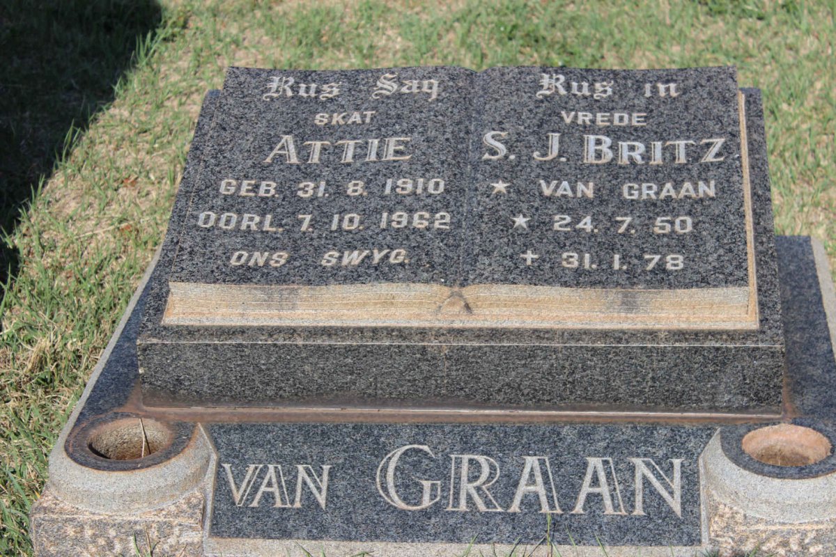 GRAAN Attie, van 1910-1962 :: BRITZ S.J. nee VAN GRAAN 1950-1978