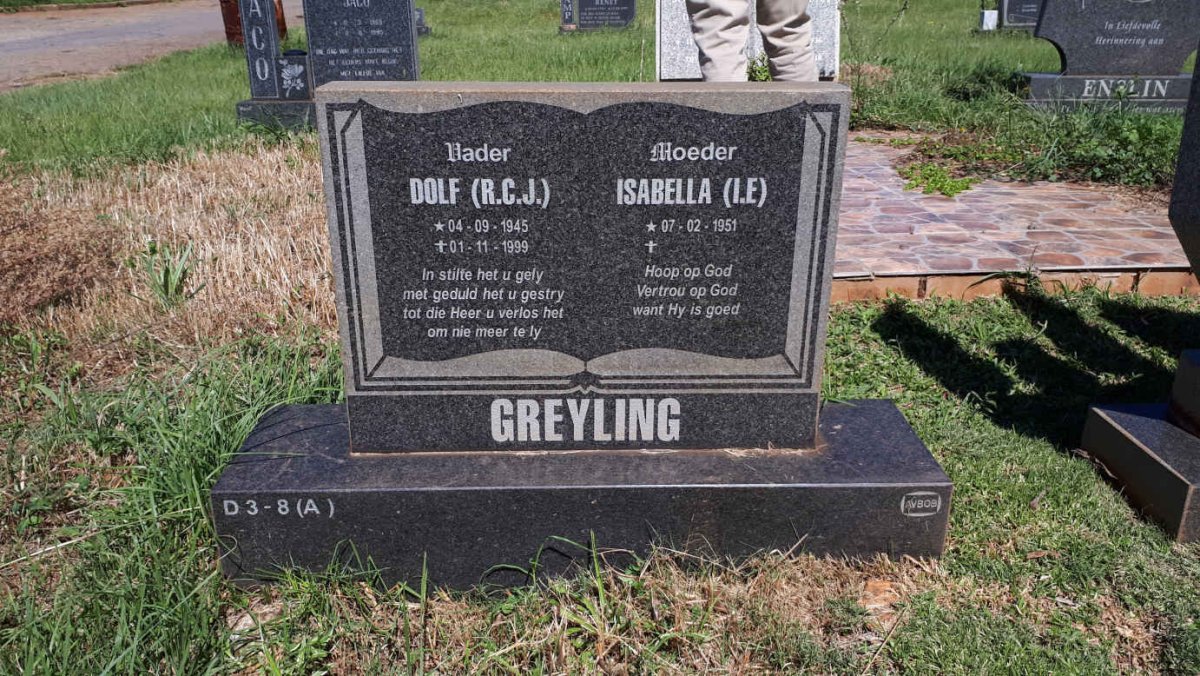 GREYLING R.C.J. 1945-1999 &amp; I.E. 1951-