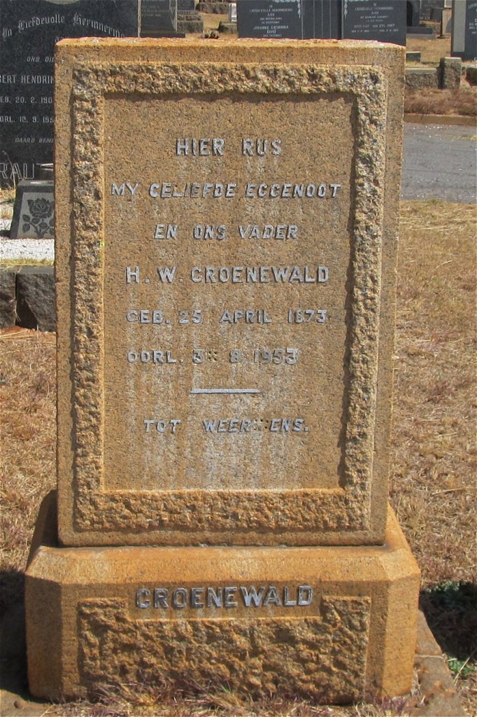 GROENEWALD H.W. 1873-1953