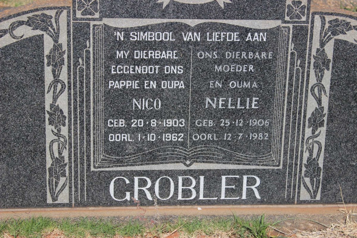 GROBLER Nico 1903-1962 &amp; Nellie 1906-1982