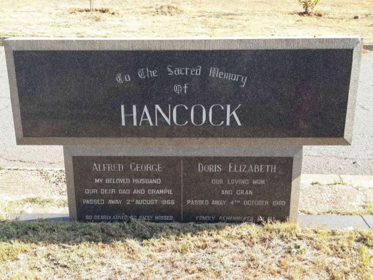 HANCOCK Alfred George -1966 &amp; Doris Elizabeth -1980