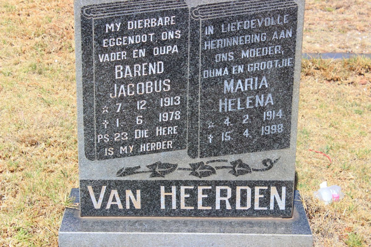 HEERDEN Barend Jacobus, van 1913-1978 &amp; Maria Helena 1914-1998