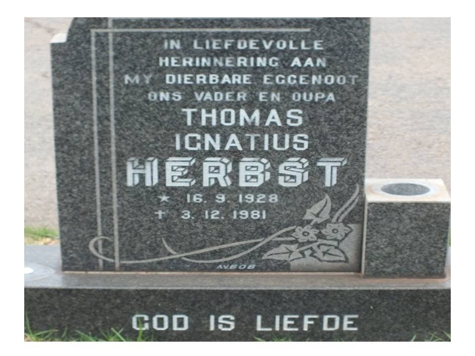 HERBST Thomas Ignatius 1928-1981