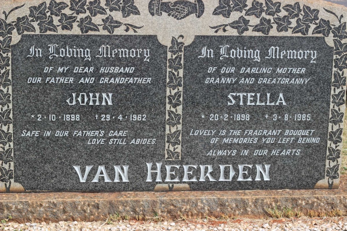 HEERDEN John, van 1898-1962 &amp; Stella 1898-1985