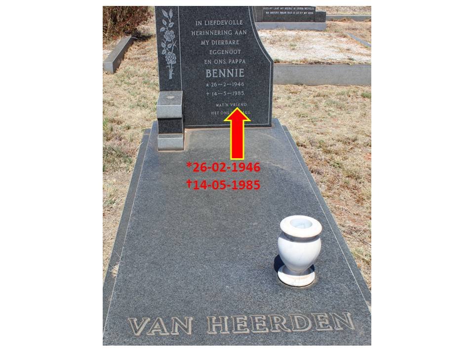 HEERDEN Bennie, van 1946-1985
