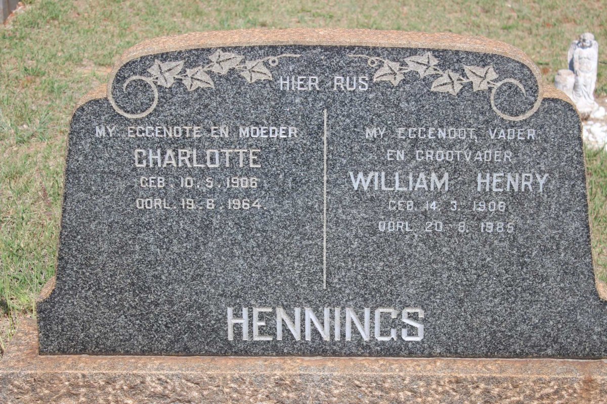 HENNINGS William Henry 1906-1985 &amp; Charlotte 1906-1964